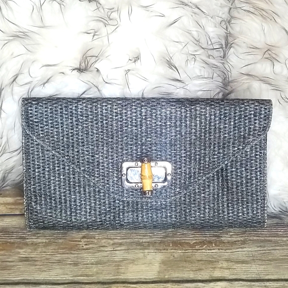 Anthropologie Handbags - Gray Straw Clutch Bag